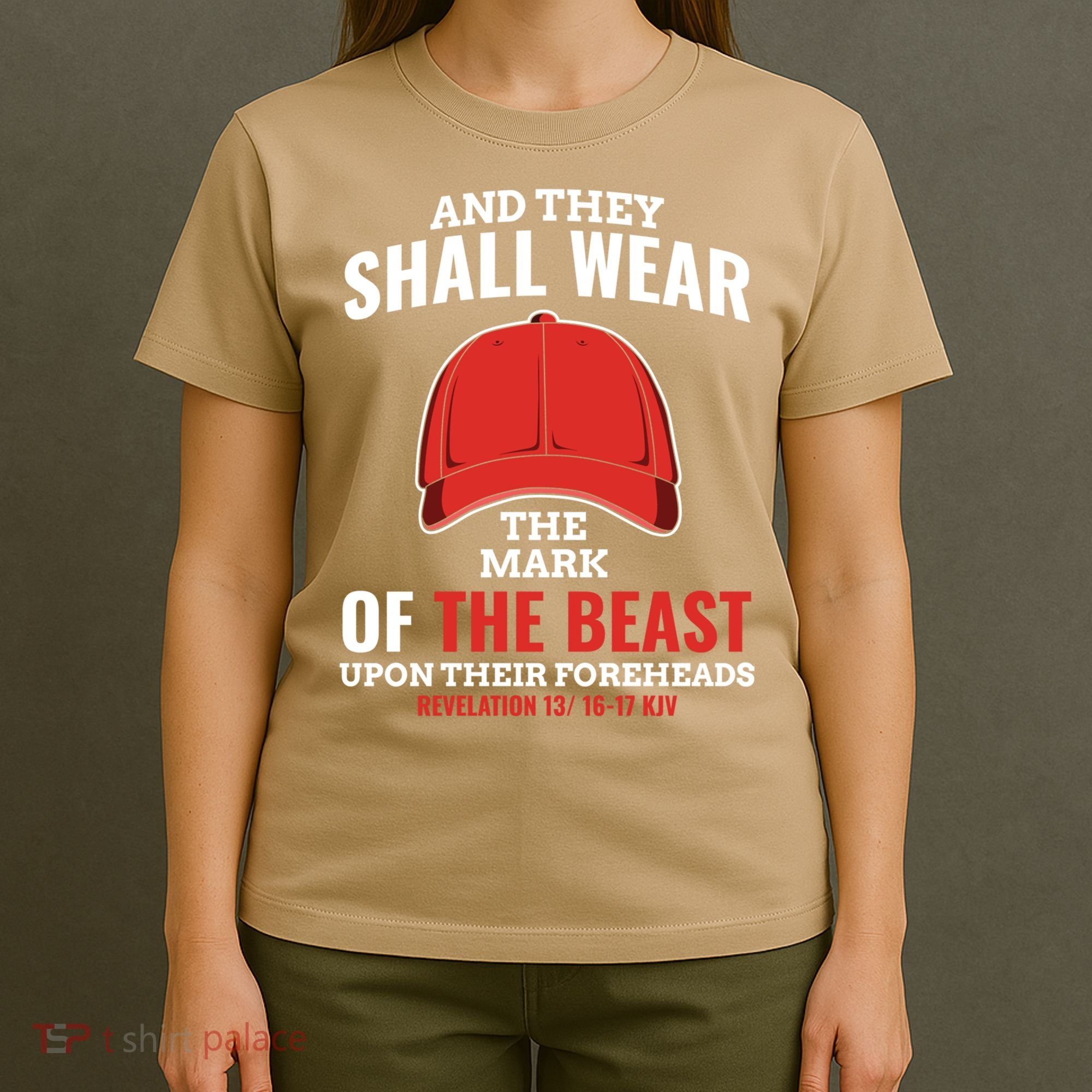 Funny Anti Trump Mark Of The Beast Red Hat Liberal Gift T-Shirt
