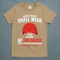 Funny Anti Trump Mark Of The Beast Red Hat Liberal Gift T-Shirt thumb 5