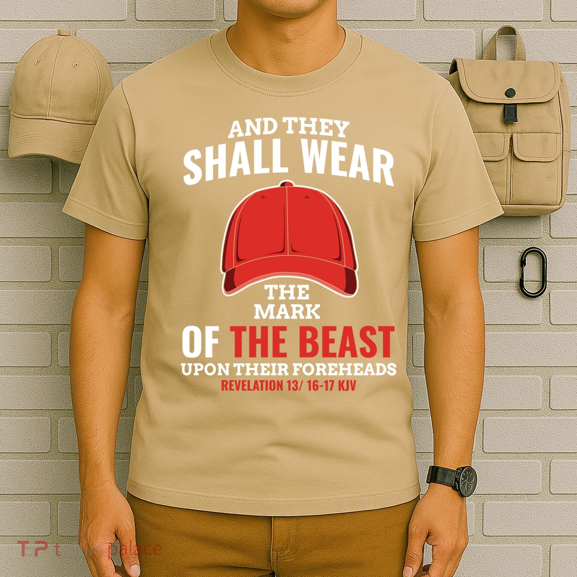 Funny Anti Trump Mark Of The Beast Red Hat Liberal Gift T-Shirt