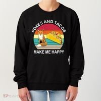 Foxes And Tacos Make Me Happy Retro Sunset Women's Sweatshirt thumb 0