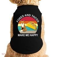Foxes And Tacos Make Me Happy Retro Sunset Doggie Tank thumb 0