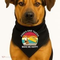 Foxes And Tacos Make Me Happy Retro Sunset USA-Made Doggie Bandana thumb 1