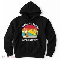 Foxes And Tacos Make Me Happy Retro Sunset Hoodie thumb 0