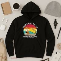 Foxes And Tacos Make Me Happy Retro Sunset Hoodie thumb 3