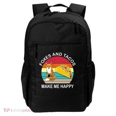 Foxes And Tacos Make Me Happy Retro Sunset Backpack