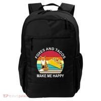 Foxes And Tacos Make Me Happy Retro Sunset Backpack thumb 0