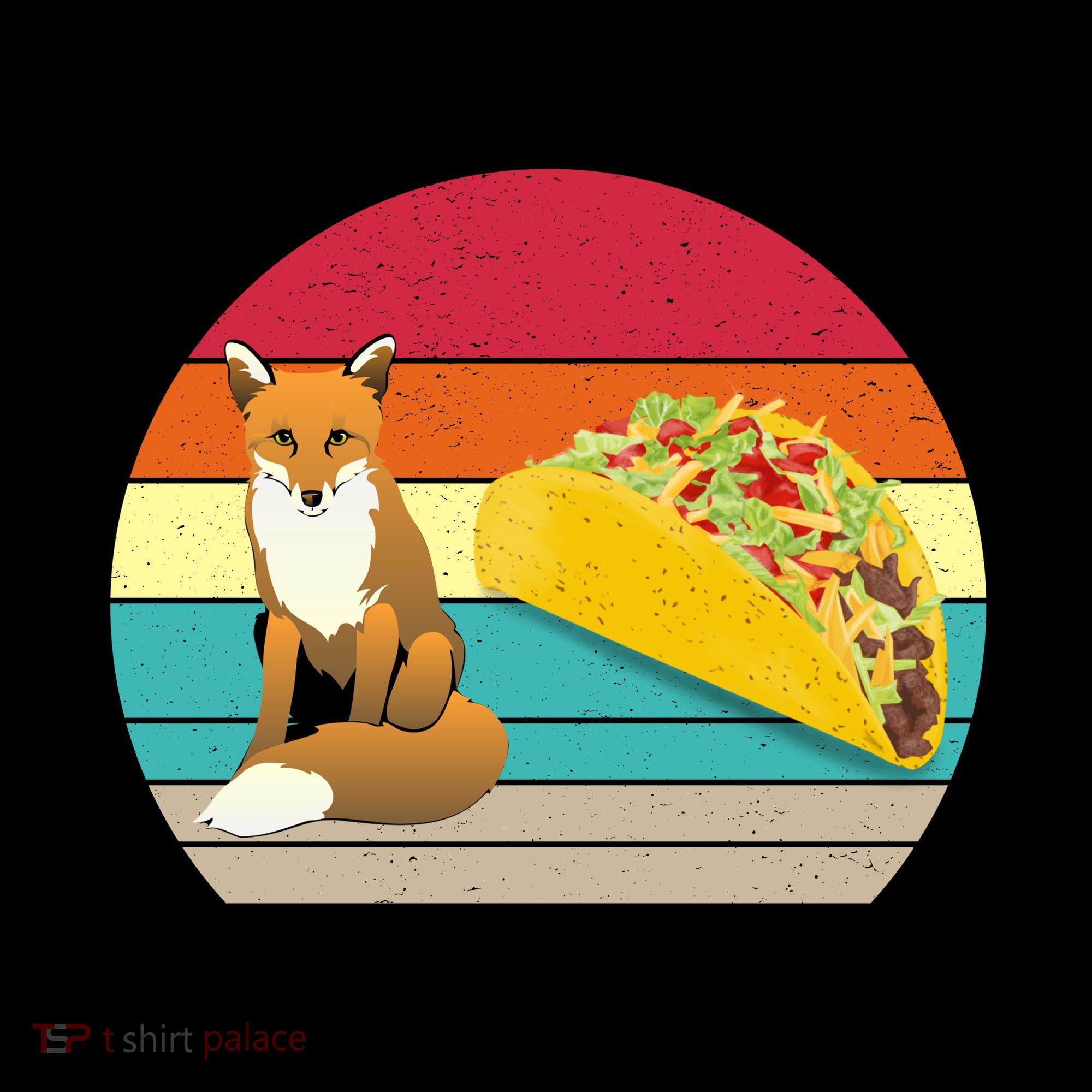 Foxes And Tacos Make Me Happy Retro Sunset Coffee Mug