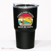 Foxes And Tacos Make Me Happy Retro Sunset Tumbler thumb 0