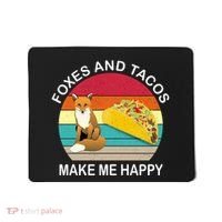 Foxes And Tacos Make Me Happy Retro Sunset Mousepad thumb 0