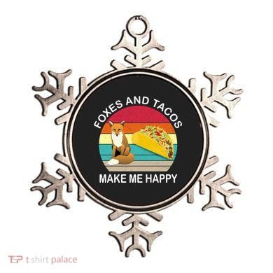 Foxes And Tacos Make Me Happy Retro Sunset Ornament