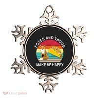 Foxes And Tacos Make Me Happy Retro Sunset Ornament thumb 0