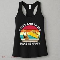 Foxes And Tacos Make Me Happy Retro Sunset Women's Tank Top thumb 3