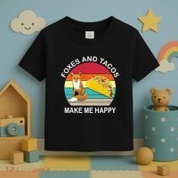 Foxes And Tacos Make Me Happy Retro Sunset Toddler T-Shirt thumb 3