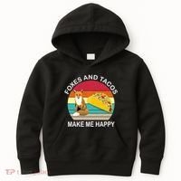 Foxes And Tacos Make Me Happy Retro Sunset Kids Hoodie thumb 0