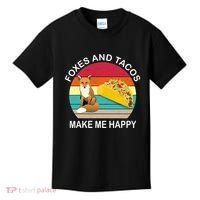 Foxes And Tacos Make Me Happy Retro Sunset Kids T-Shirt thumb 0