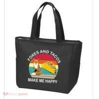 Foxes And Tacos Make Me Happy Retro Sunset Tote Bag thumb 3