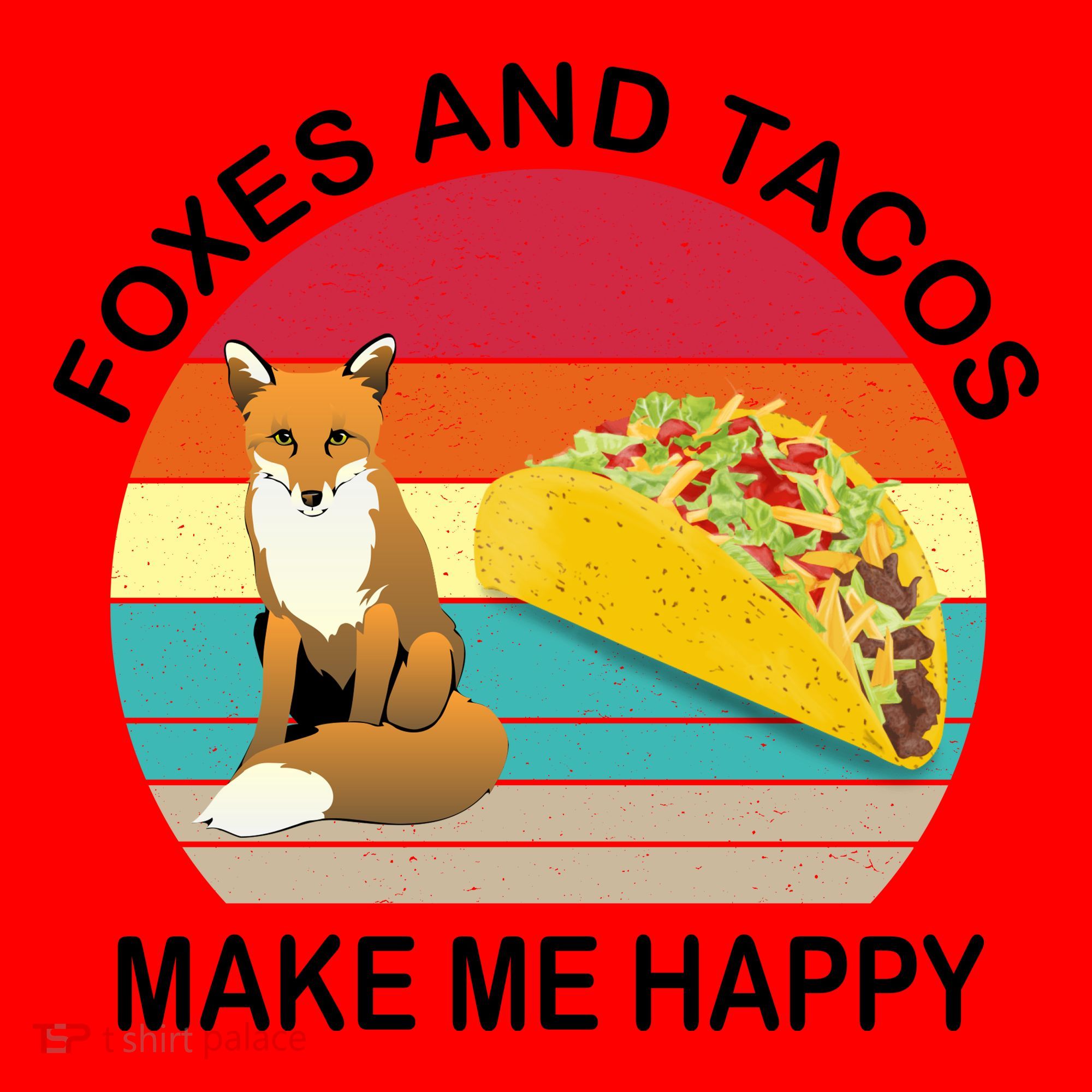 Foxes And Tacos Make Me Happy Retro Sunset Santa Hat