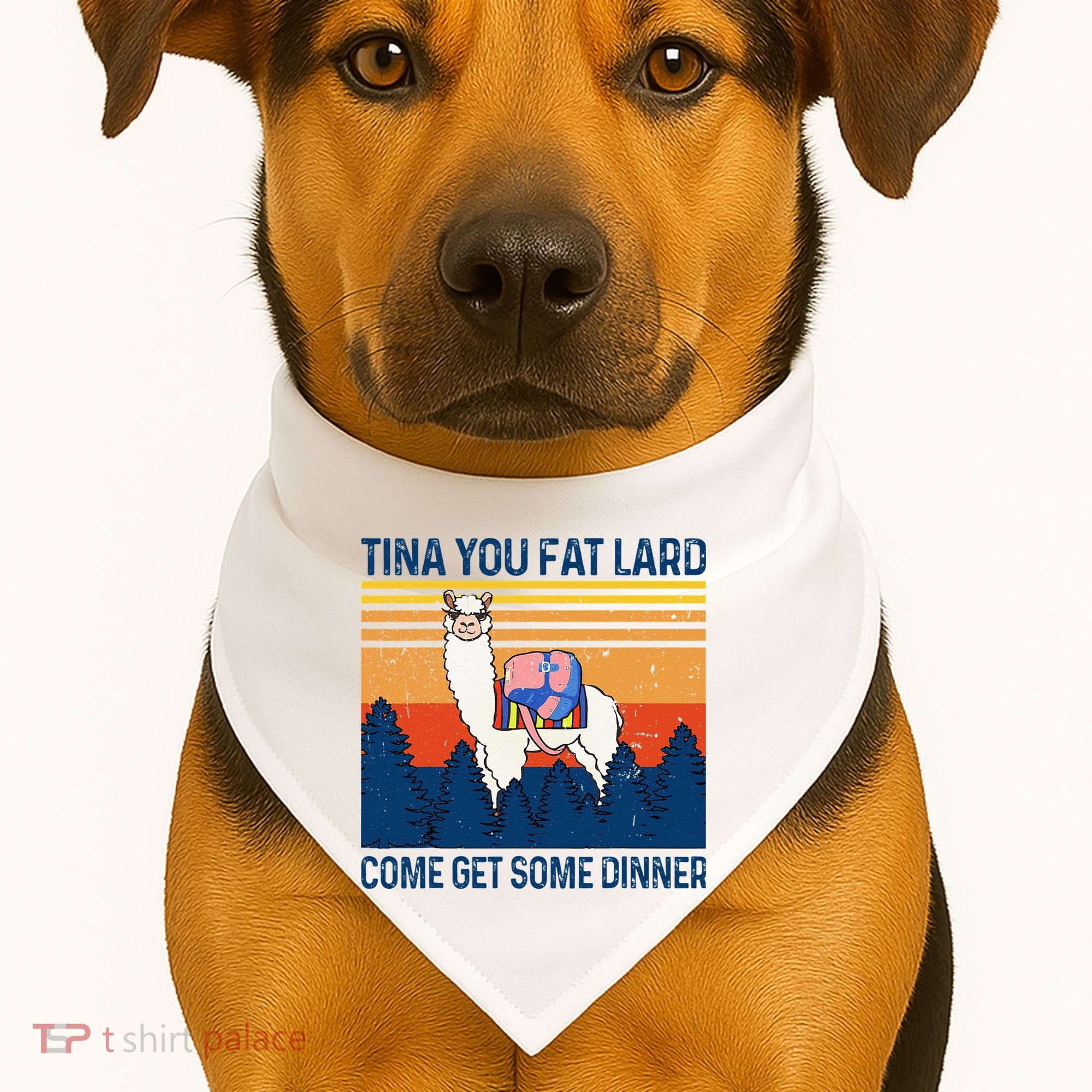 Funny Alpaca Tina You Fat Lard Come And Get Some Dinner USA-Made Doggie Bandana