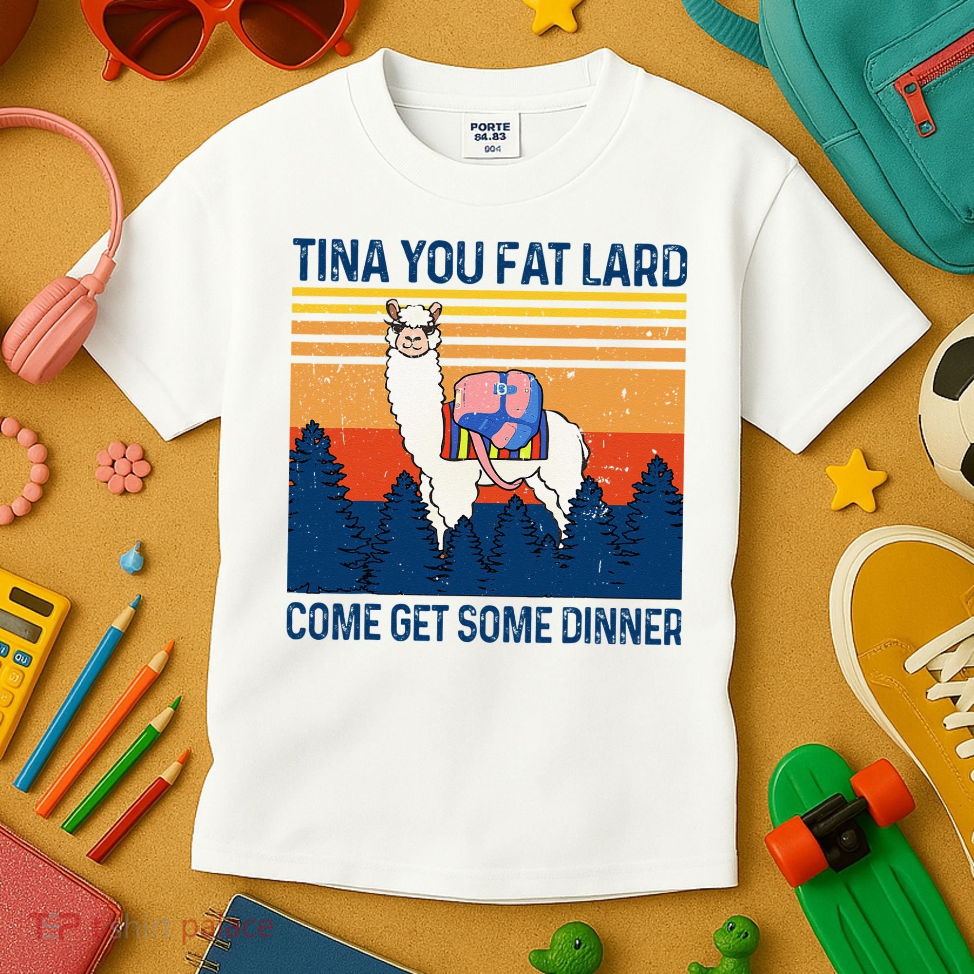 Funny Alpaca Tina You Fat Lard Come And Get Some Dinner Kids T-Shirt