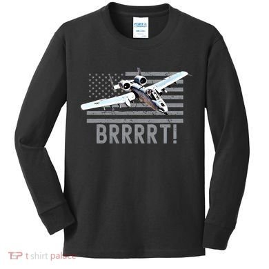 Funny A10 Thunderbolt Warthog BRRRRRT Kids Long Sleeve Shirt