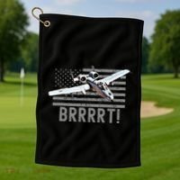Funny A10 Thunderbolt Warthog Brrrrrt Golf Towel thumb 1