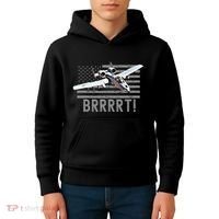 Funny A10 Thunderbolt Warthog Brrrrrt Kids Hoodie thumb 4