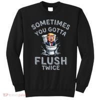 Funny Anti Trump Sometimes You Gotta Flush Twice Sweatshirt thumb 0