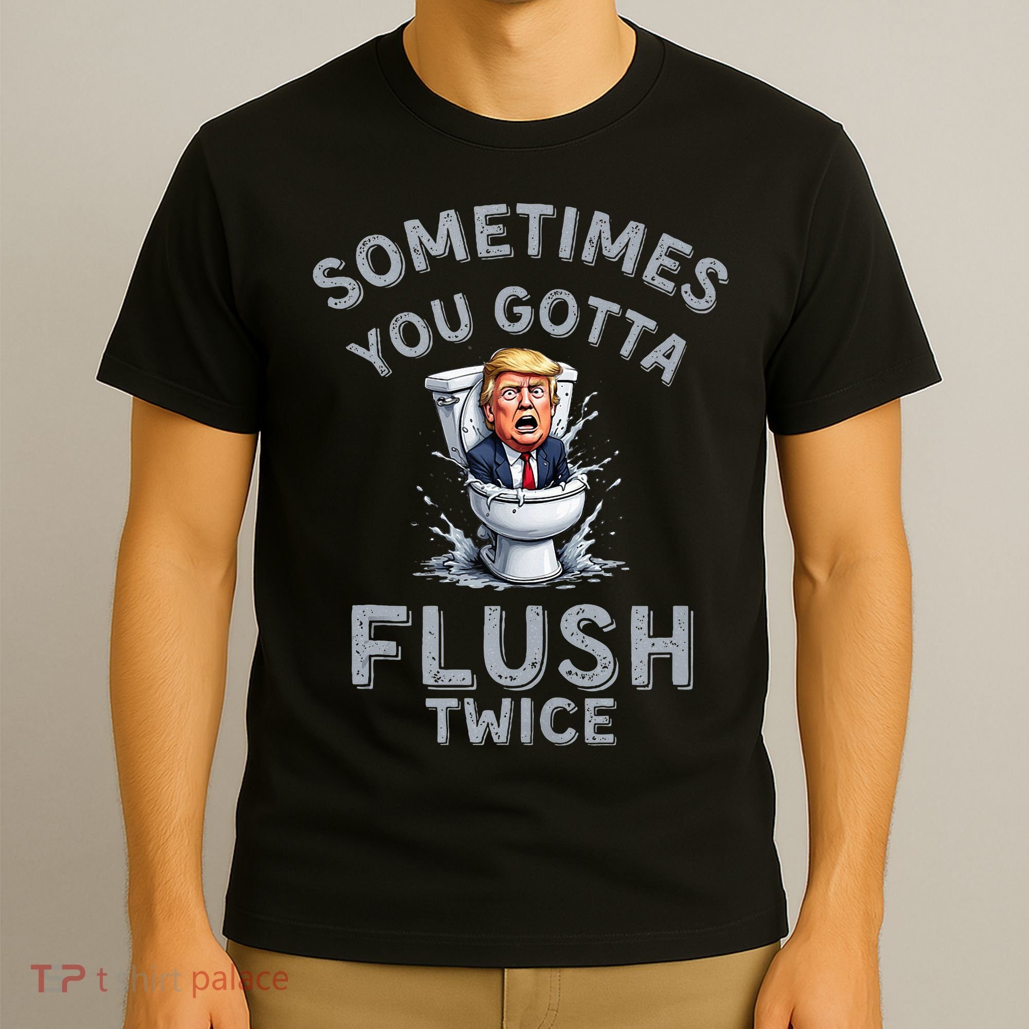 Funny Anti Trump Sometimes You Gotta Flush Twice T-Shirt