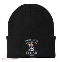 Funny Anti Trump Sometimes You Gotta Flush Twice Beanie thumb 0