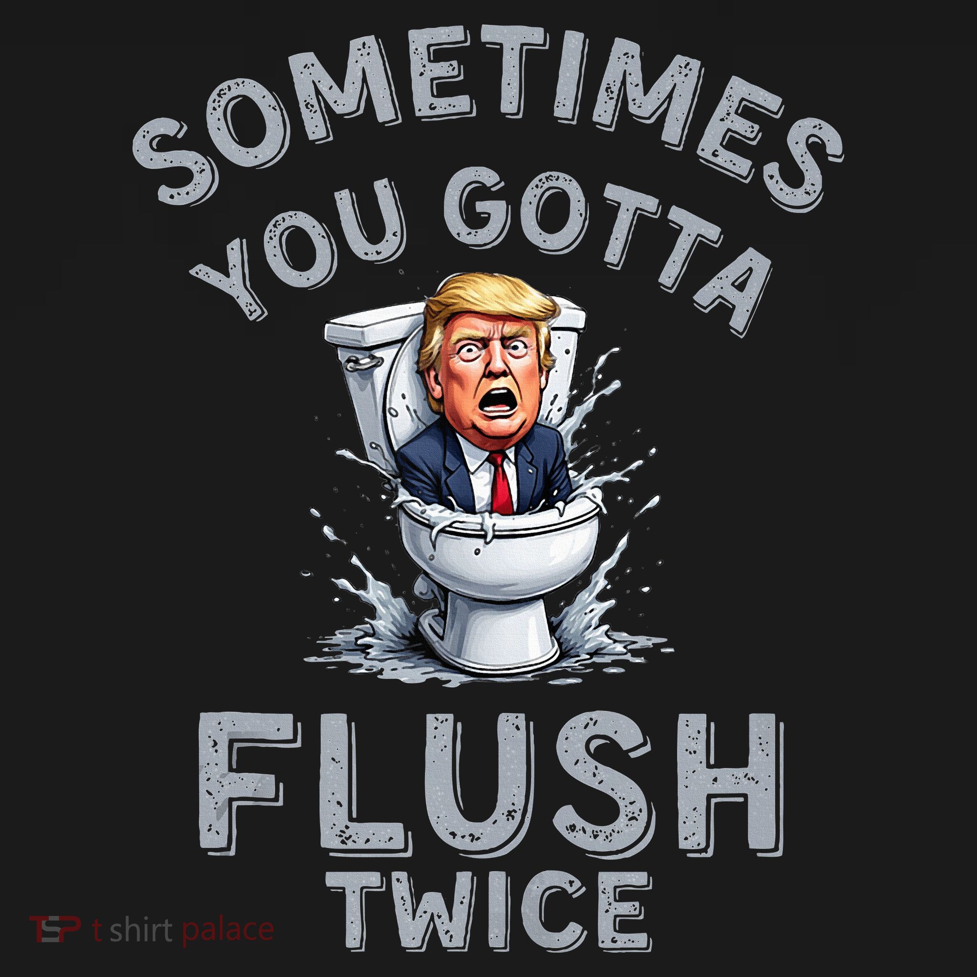 Funny Anti Trump Sometimes You Gotta Flush Twice Women's Hoodie