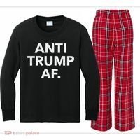 Funny Anti Trump Af Anti Trump, Feminists, Pro Immigration Kids Long Sleeve Plaid Pajama Set thumb 0