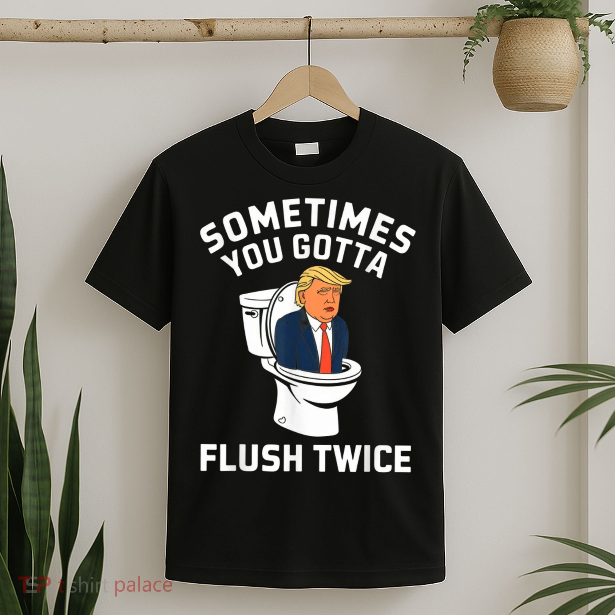 Funny Anti Trump Sometimes You Gotta Flush Twice T-Shirt