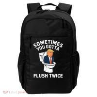 Funny Anti Trump Sometimes You Gotta Flush Twice Backpack thumb 0