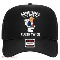Funny Anti Trump Sometimes You Gotta Flush Twice Hat thumb 0