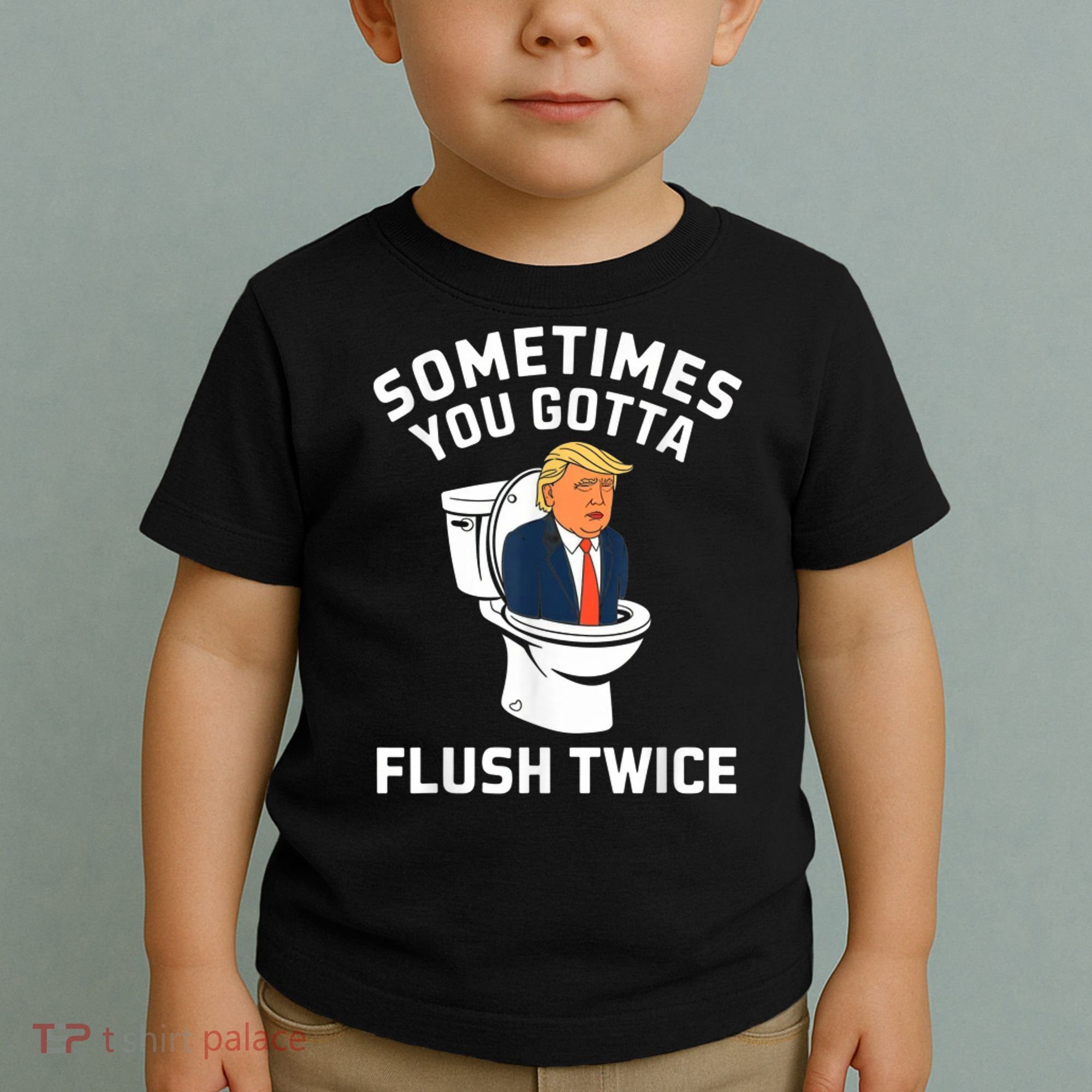 Funny Anti Trump Sometimes You Gotta Flush Twice Toddler T-Shirt
