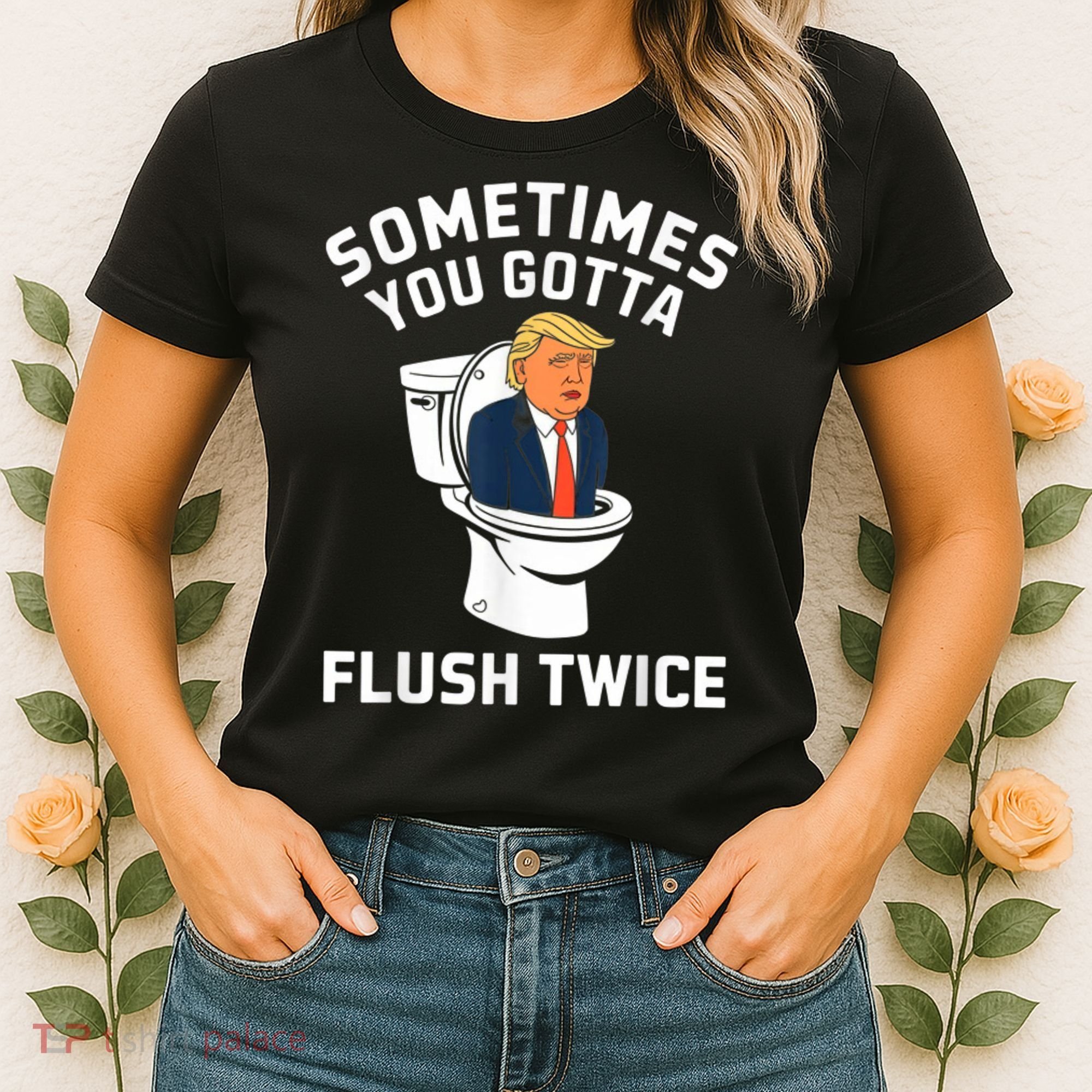 Funny Anti Trump Sometimes You Gotta Flush Twice Women's T-Shirt