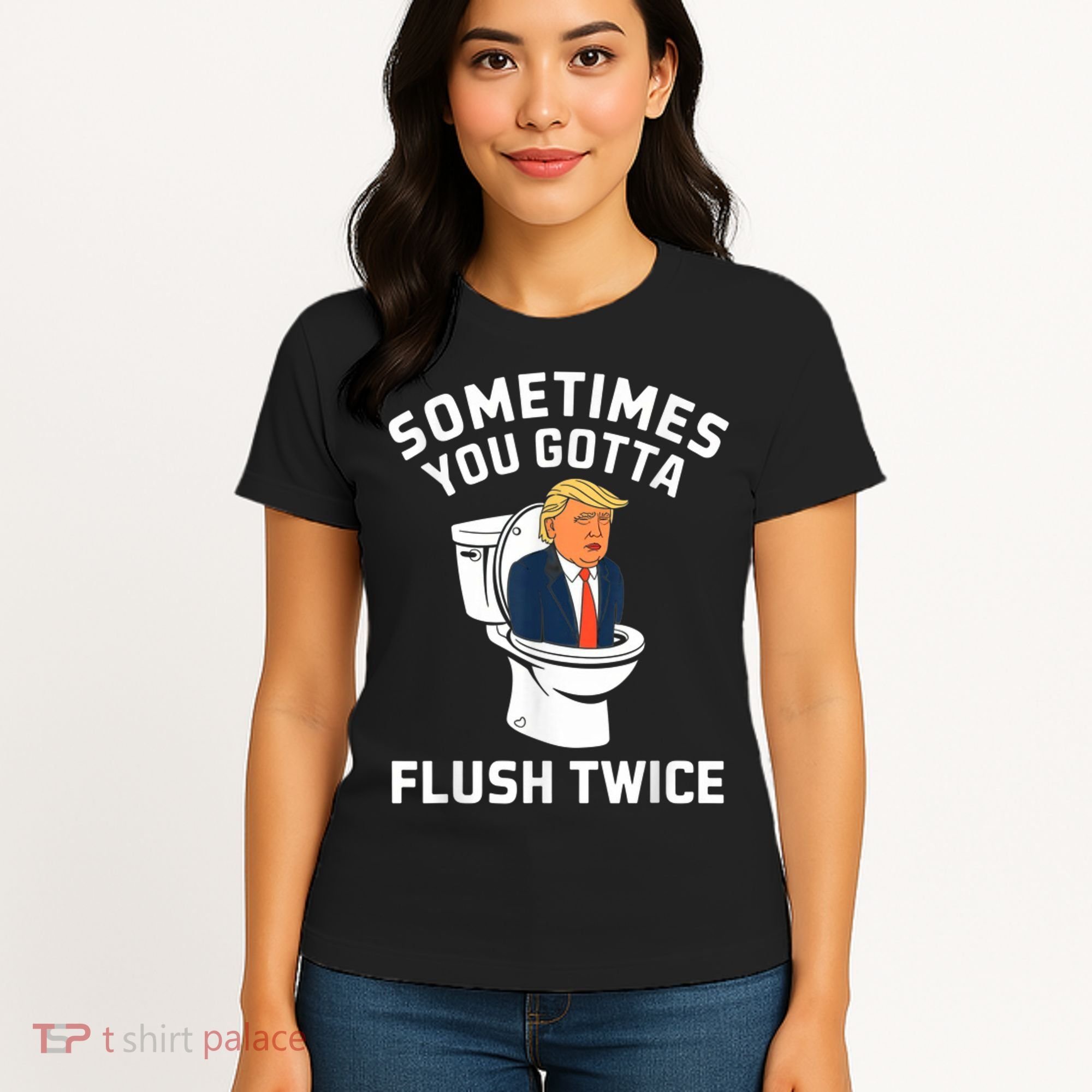 Funny Anti Trump Sometimes You Gotta Flush Twice Women's T-Shirt