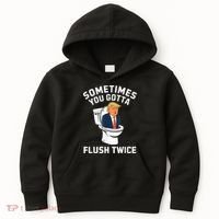 Funny Anti Trump Sometimes You Gotta Flush Twice Kids Hoodie thumb 0