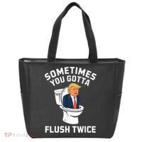 Funny Anti Trump Sometimes You Gotta Flush Twice Tote Bag thumb 0
