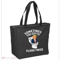 Funny Anti Trump Sometimes You Gotta Flush Twice Tote Bag thumb 2