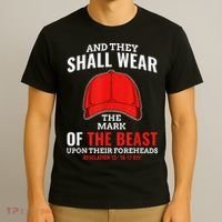 Funny Anti Trump Mark Of The Beast Red Hat Liberal Gift T-Shirt thumb 3