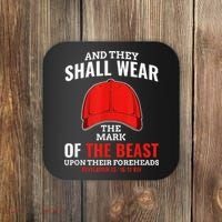 Funny Anti Trump Mark Of The Beast Red Hat Liberal Gift Coaster thumb 0