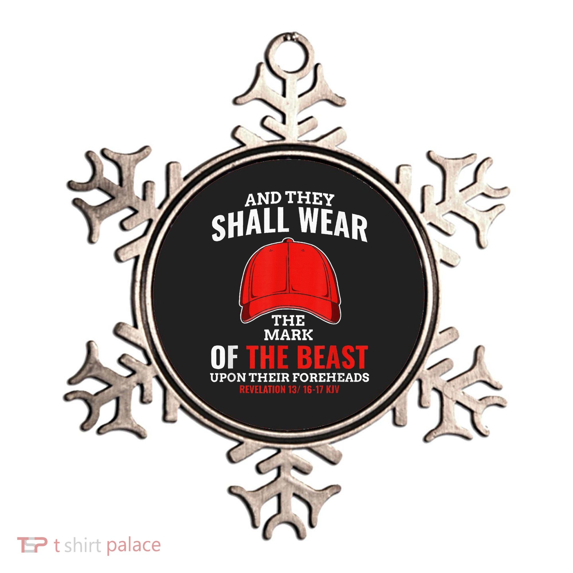 Funny Anti Trump Mark Of The Beast Red Hat Liberal Gift Ornament