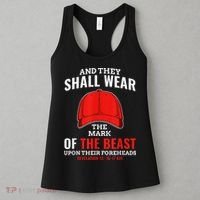 Funny Anti Trump Mark Of The Beast Red Hat Liberal Gift Women's Tank Top thumb 3
