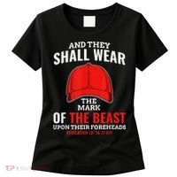 Funny Anti Trump Mark Of The Beast Red Hat Liberal Gift Women's T-Shirt thumb 0