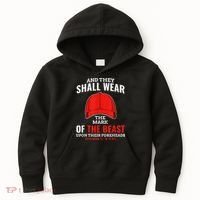 Funny Anti Trump Mark Of The Beast Red Hat Liberal Gift Kids Hoodie thumb 0