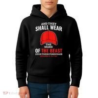 Funny Anti Trump Mark Of The Beast Red Hat Liberal Gift Kids Hoodie thumb 4