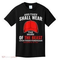 Funny Anti Trump Mark Of The Beast Red Hat Liberal Gift Kids T-Shirt thumb 0
