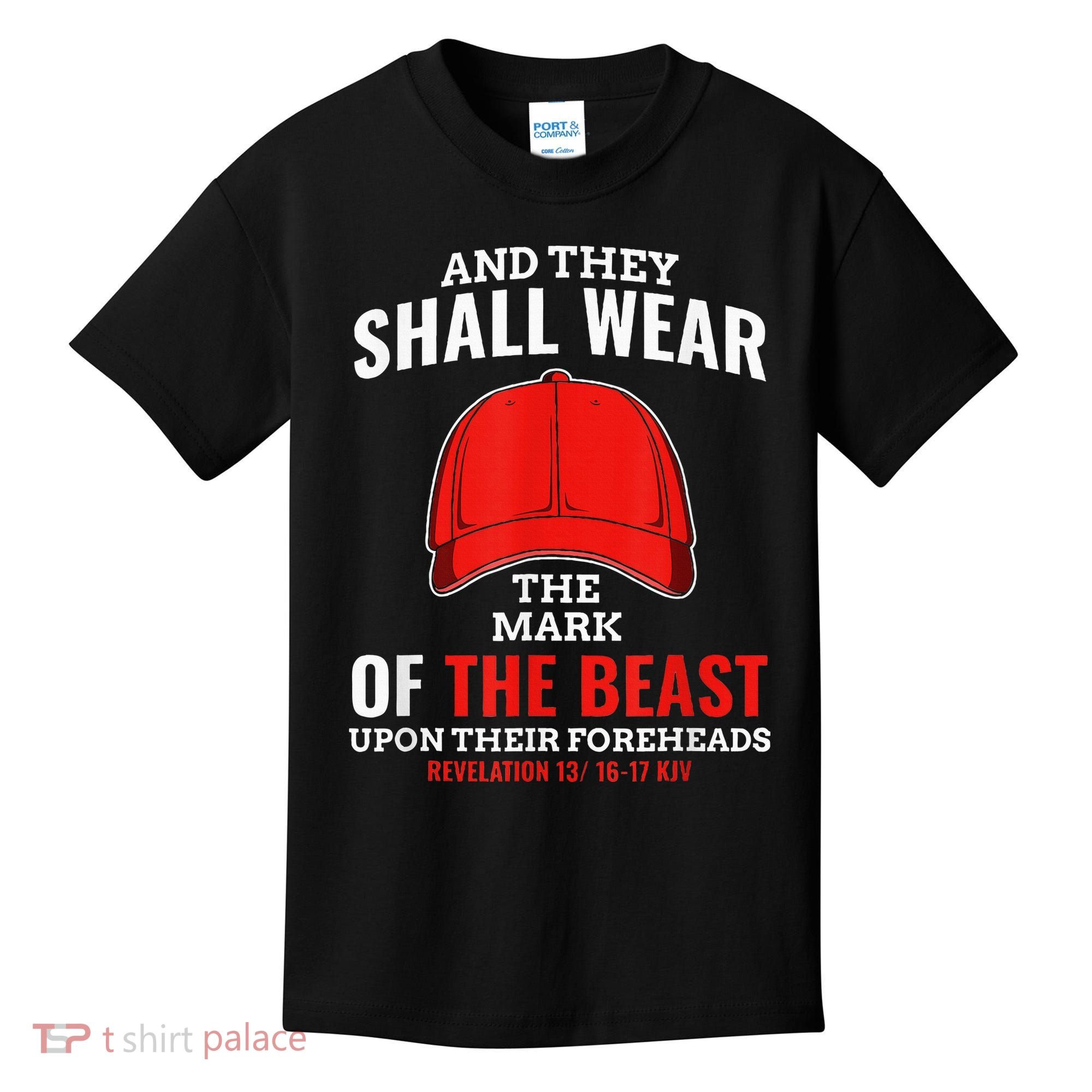 Funny Anti Trump Mark Of The Beast Red Hat Liberal Gift Kids T-Shirt