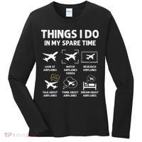Funny Airplane Things I Do In My Spare Time Pilots Women's Long Sleeve Shirt thumb 0